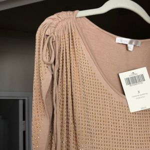 Boston Proper Cinched Sleeve Sparkle Top/Small